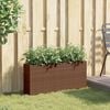 vidaXL plantekasse med hjul og 2 krukker 90x20x40 cm polyrattan brun