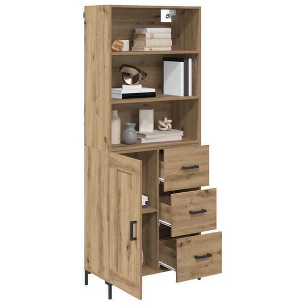 vidaXL Highboard Artisan Egetr&aelig; 69,5 x 34 x 180 cm Konstrueret tr&aelig;