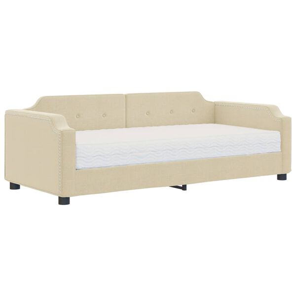 vidaXL daybed med madras 90x200 cm stof cremefarvet