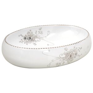 vidaXL h&aring;ndvask til bordplade 59x40x15 cm oval keramik hvid