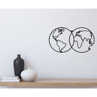 Homemania vægdekoration World Map 9 60x34 cm metal sort