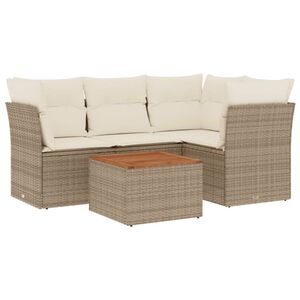 vidaXL sofas&aelig;t til haven 5 dele med hynder polyrattan beige
