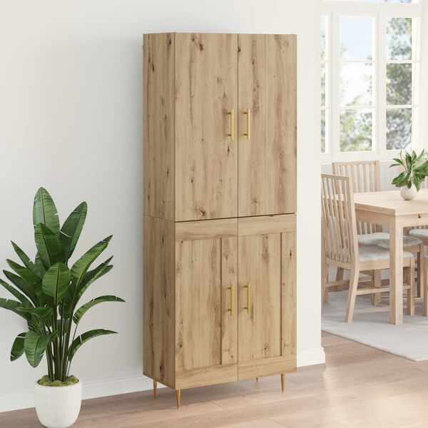 vidaXL Highboard Artisan Egetr&aelig; 69,5 x 34 x 180 cm Konstrueret tr&aelig;