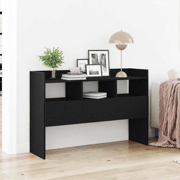vidaXL Sideboard med skuffe Sort eg 105 x 30 x 70 cm Konstrueret træ
