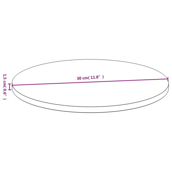 vidaXL bordplade &Oslash;30x1,5 cm bambus