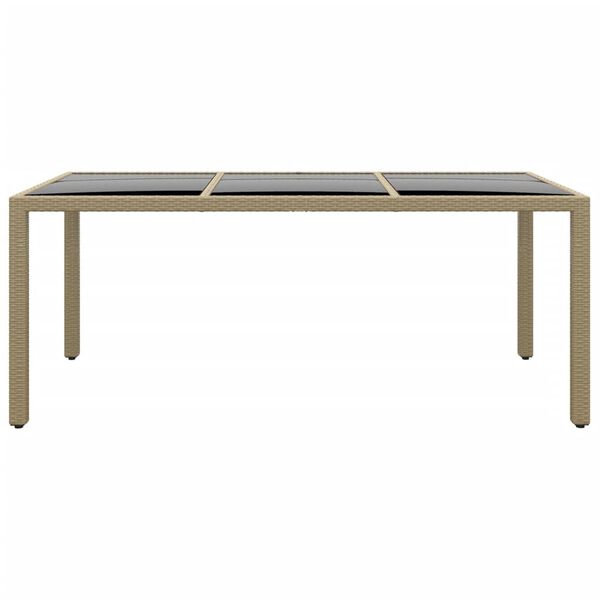 vidaXL havebord 190x90x75 cm hærdet glas og polyrattan beige