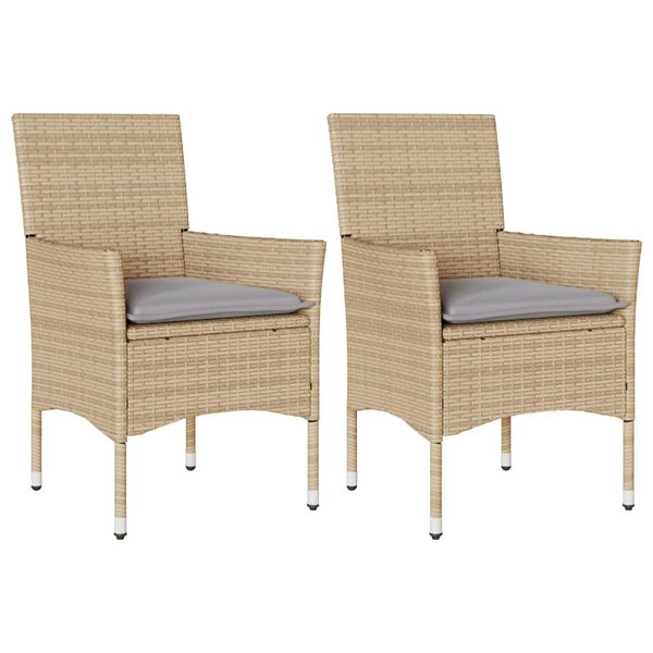 vidaXL havestole med hynder 2 stk. polyrattan beige