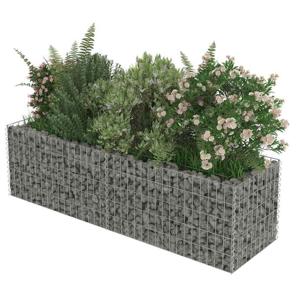vidaXL gabion-h&oslash;jbed 180x50x50 cm galvaniseret st&aring;l