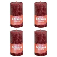 Bolsius rustikke søjlestearinlys Shine 4 stk. 130x68 mm fløjlsrød
