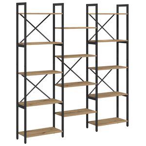 vidaXL Bogreol Artisan Egetr&aelig; 156 x 25 x 167 cm Konstrueret tr&aelig;