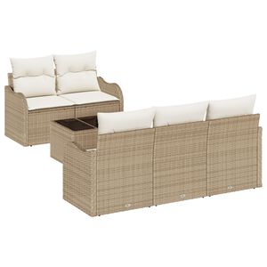 vidaXL Havesofa S&aelig;t 6 pcs Beige og creme Polyrattan og st&aring;l og glas