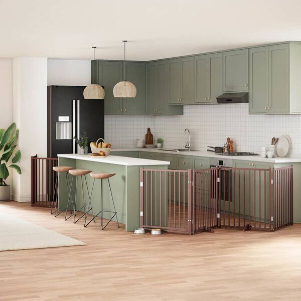 vidaXL hundel&aring;ge med d&oslash;r 12 paneler 960 cm foldbar poppeltr&aelig; brun