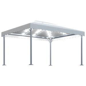 vidaXL pavillon med LED-lysk&aelig;der 400x300 cm aluminium cremefarvet