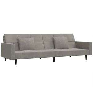 vidaXL 2-personers sovesofa med 2 puder velour lysegr&aring;