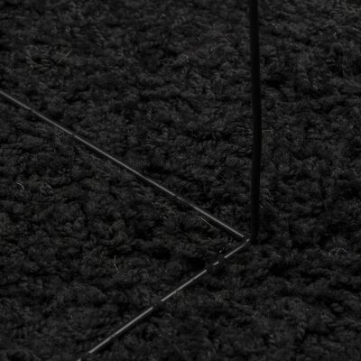vidaXL shaggy gulvtæppe PAMPLONA Ø 80 cm høj luv sort