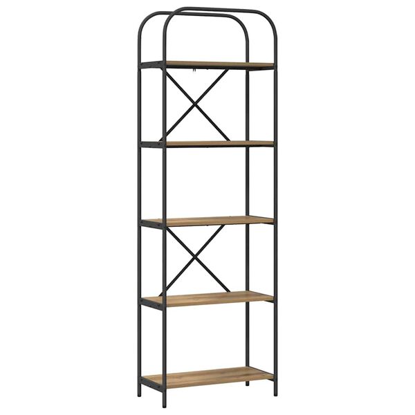 vidaXL Bogreol Artisan Egetr&aelig; 60 x 30 x 183 cm Konstrueret tr&aelig;