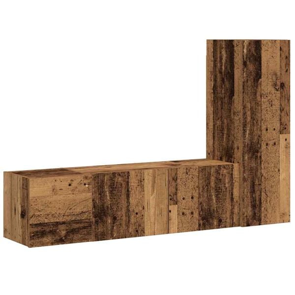 vidaXL væghængte tv-skabe 3 stk. konstrueret træ antikt træ