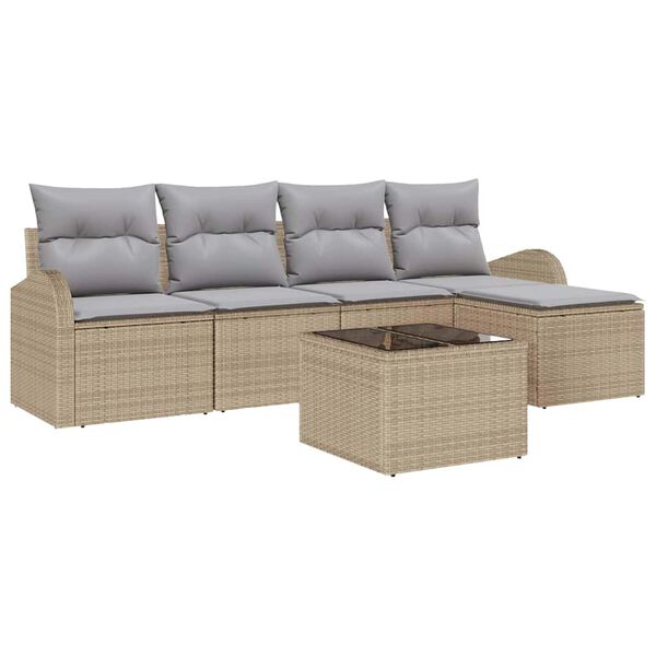 vidaXL Havesofa Sæt 6 pcs Beige polyrattan