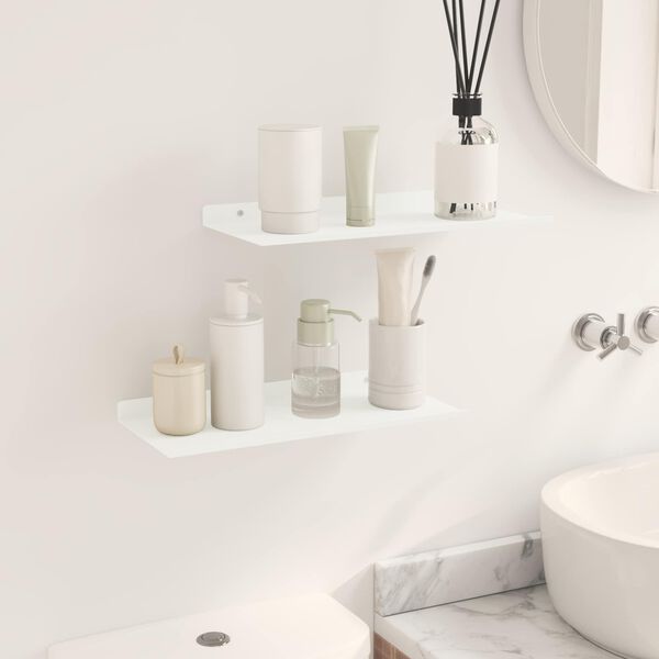 vidaXL Sv&aelig;vende hylde V&aelig;gmonteret 2 pcs Hvid 40 x 18 x 2,5 cm St&aring;l