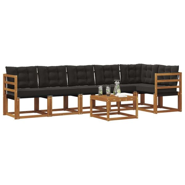 vidaXL Udend&oslash;rs sofagruppe med pude 7 pcs Naturlig og sort