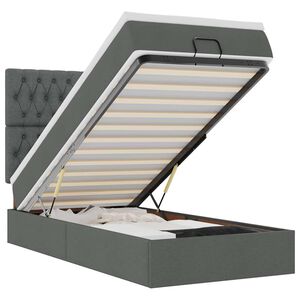 vidaXL ottoman seng med madras & LEDs 80x200 cm stof m&oslash;rkegr&aring;