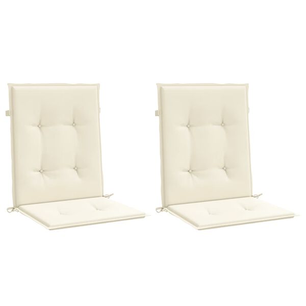 vidaXL stolehynde m. lav ryg 2 stk. 100x50x3 cm oxfordstof cremefarvet