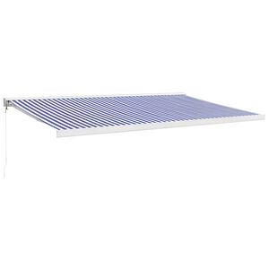 vidaXL foldemarkise manuel betjening 5x3 m stof aluminium bl&aring; hvid