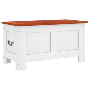 vidaXL opbevaringskiste med l&aring;g massivt akacietr&aelig; brun og hvid