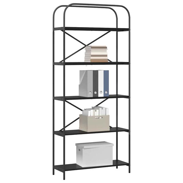 vidaXL Bogreol Sort eg 80 x 30 x 183 cm Konstrueret tr&aelig;