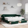vidaXL daybed med udtr&aelig;k og skuffer 80x200 cm velour m&oslash;rkegr&oslash;n