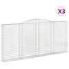 vidaXL buede gabionkurve 3 stk. 400x30x180/200 cm galvaniseret jern