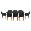 vidaXL Have Spisebordss&aelig;t med pude 9 pcs Sort polyrattan