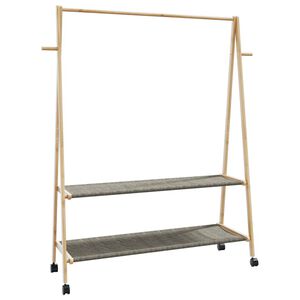 vidaXL t&oslash;jstativ med hylder og hjul 132x45,5x155,5 cm bambus