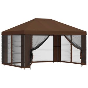 vidaXL Havel&aelig;ger med sidev&aelig;gge 4 &times; 3 m Brun Polyester og St&aring;l 190 gsm