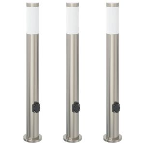vidaXL pullertlamper med stikkontakt 3 stk. 80 cm rustfrit st&aring;l IP44