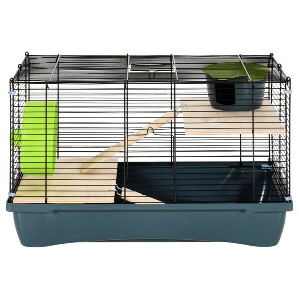 vidaXL hamsterbur 58x32x36 cm polypropylen og metal grå