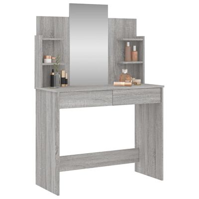 vidaXL makeupbord med spejl 96x39x142 cm grå sonoma-eg