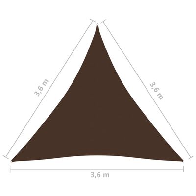 vidaXL solsejl 3,6x3,6x3,6 m oxfordstof trekantet brun