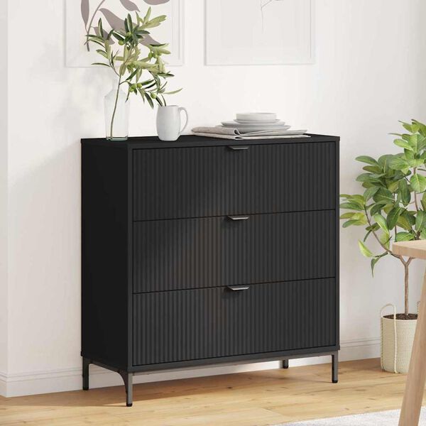 vidaXL Sideboard med skuffe Sort 79,5 x 33 x 82 cm Konstrueret tr&aelig;