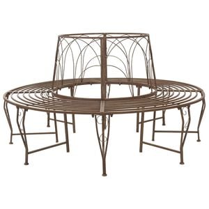 vidaXL Tr&aelig; B&aelig;nk 8-Antal s&aelig;der &Oslash; 160 x 89 cm St&aring;l Antik Brun Rund