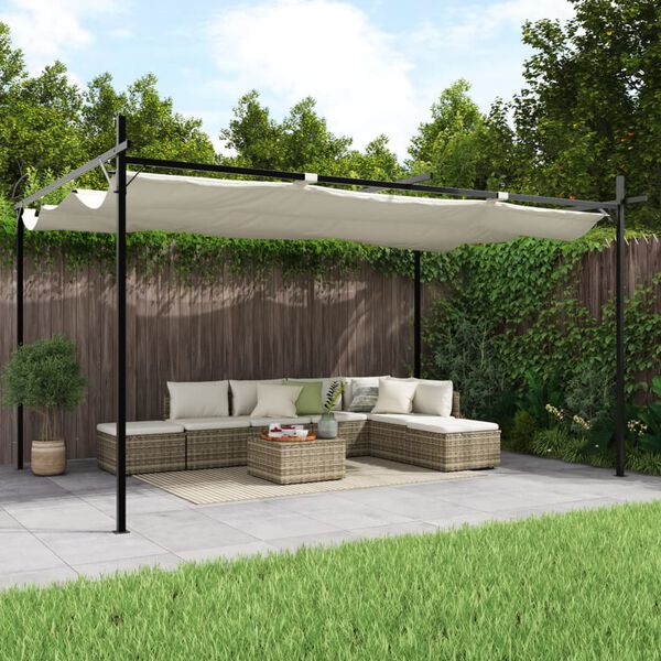 vidaXL pergola med sammenrulleligt tag 395x292x230 cm cremefarvet