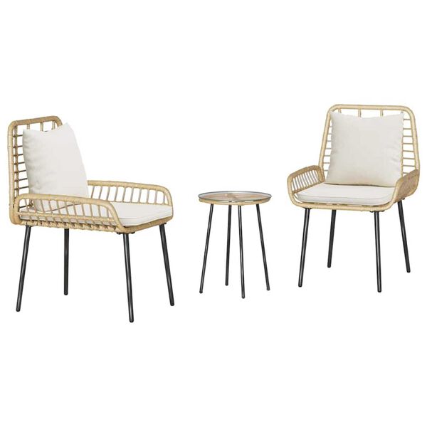 vidaXL Have Spisebordssæt 3 pcs Brun Sort Cremefarvet