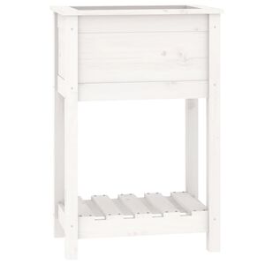 vidaXL plantekasse med hylde 54x34,5x81 cm massivt fyrretr&aelig; hvid