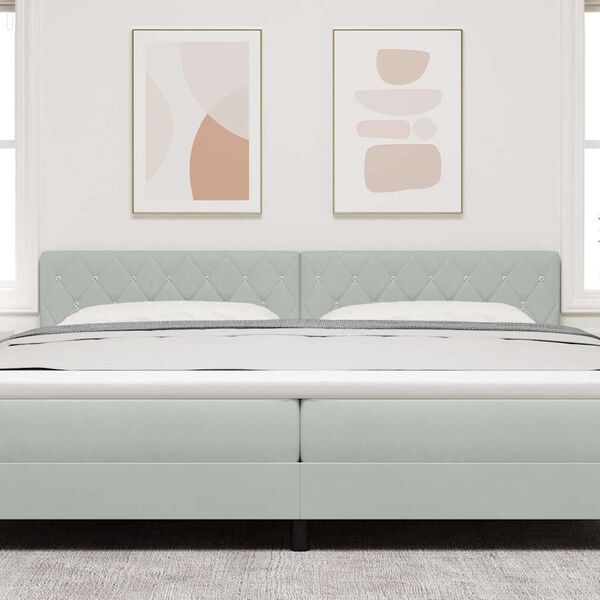 vidaXL Hovedg&aelig;rde med hovedg&aelig;rde Lysegr&aring; 200 cm Faux l&aelig;der