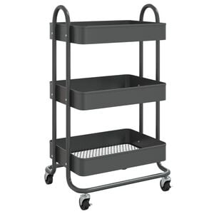 vidaXL vogn med 3 hylder 43x34x79 cm st&aring;l antracitgr&aring;