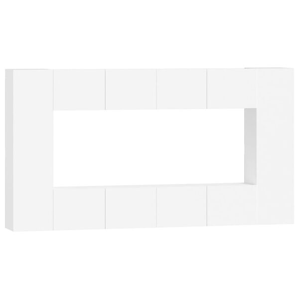 vidaXL tv-skabssæt 8 dele konstrueret træ hvid