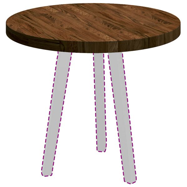 vidaXL Bordplade Lysebrun Ø 60 x 4 cm Solid egetræ