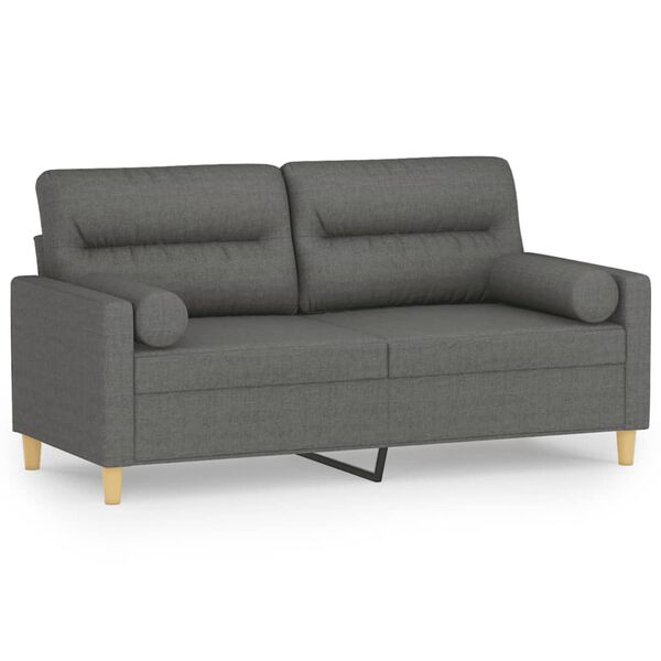 vidaXL 2-personers sofa med pyntepuder 140 cm stof m&oslash;rkegr&aring;