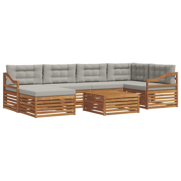 vidaXL Udend&oslash;rs sofagruppe med pude 7 pcs Naturlig og Lys Gr&aring;