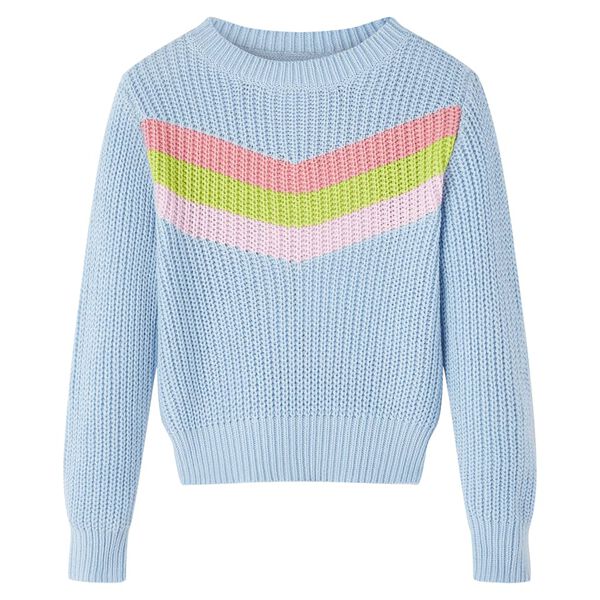 Sweater til b&oslash;rn str. 116 strikket bl&aring;